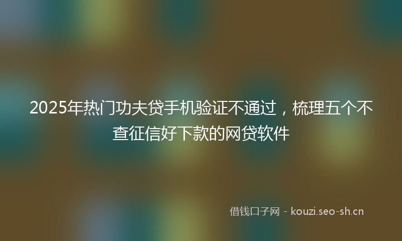 2025年热门功夫贷手机验证不通过，梳理五个不查征信好下款的网贷软件