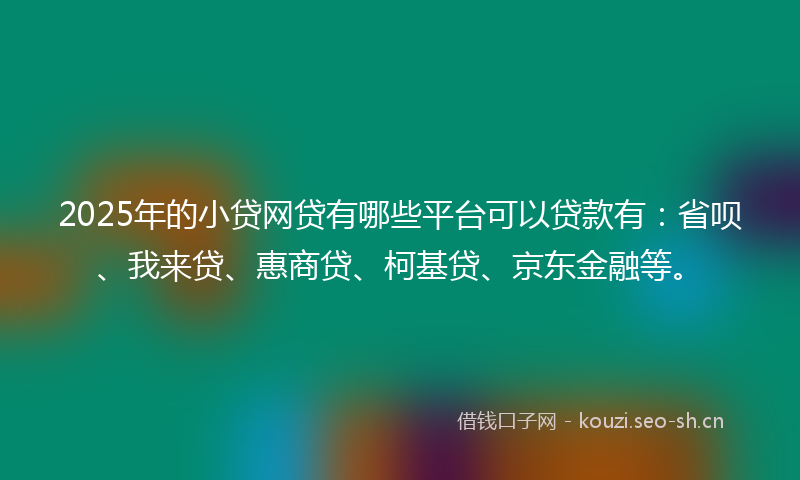 2025年的小贷网贷有哪些平台可以贷款有：省呗、我来贷、惠商贷、柯基贷、京东金融等。