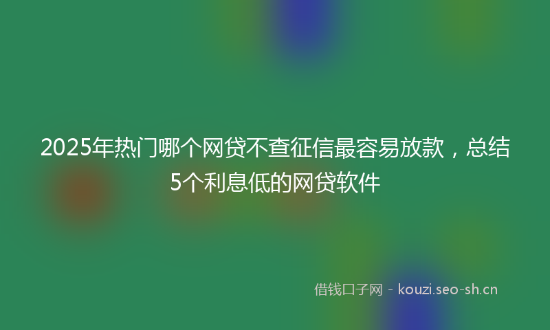 2025年热门哪个网贷不查征信最容易放款，总结5个利息低的网贷软件