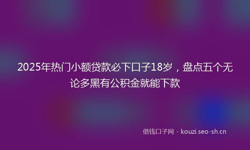 2025年热门小额贷款必下口子18岁,盘点五个无论多黑有公积金就能下款