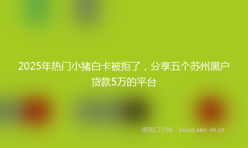 2025年热门小猪白卡被拒了，分享五个苏州黑户贷款5万的平台