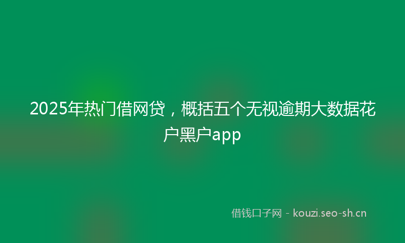 2025年热门借网贷，概括五个无视逾期大数据花户黑户app