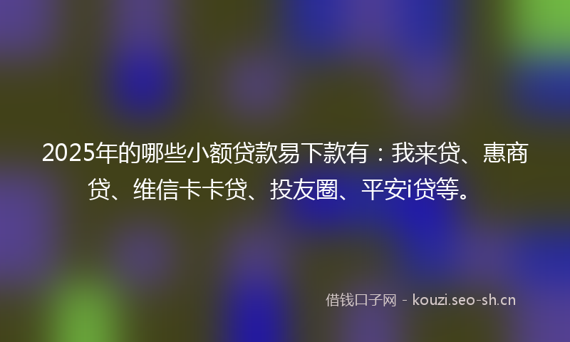 2025年的哪些小额贷款易下款有：我来贷、惠商贷、维信卡卡贷、投友圈、平安i贷等。