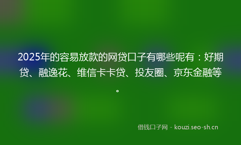 2025年的容易放款的网贷口子有哪些呢有：好期贷、融逸花、维信卡卡贷、投友圈、京东金融等。