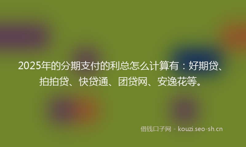2025年的分期支付的利总怎么计算有：好期贷、拍拍贷、快贷通、团贷网、安逸花等。