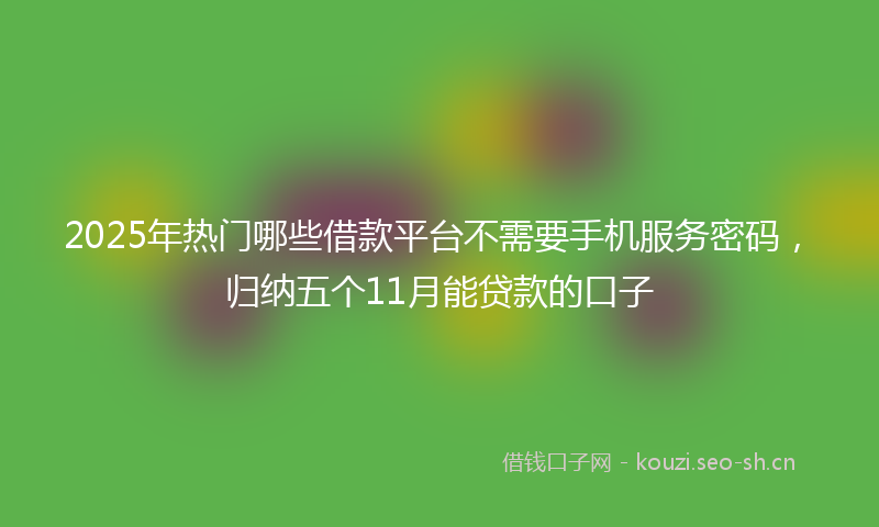 2025年热门哪些借款平台不需要手机服务密码，归纳五个11月能贷款的口子