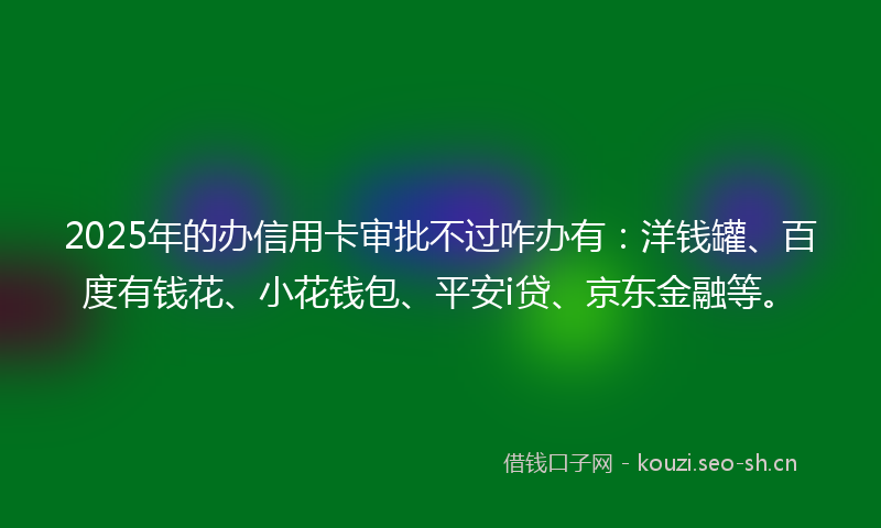 2025年的办信用卡审批不过咋办有：洋钱罐、百度有钱花、小花钱包、平安i贷、京东金融等。