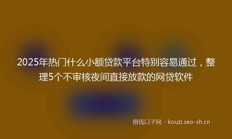 2025年热门什么小额贷款平台特别容易通过，整理5个不审核夜间直接放款的网贷软件
