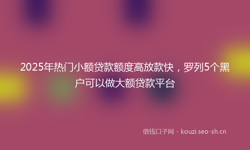 2025年热门小额贷款额度高放款快，罗列5个黑户可以做大额贷款平台