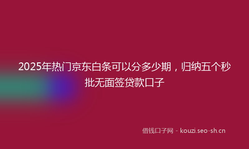 2025年热门京东白条可以分多少期，归纳五个秒批无面签贷款口子