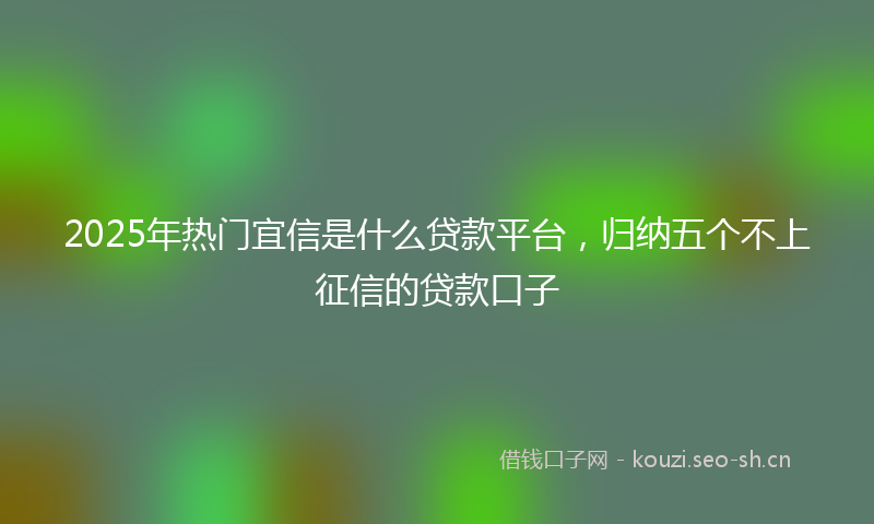 2025年热门宜信是什么贷款平台，归纳五个不上征信的贷款口子