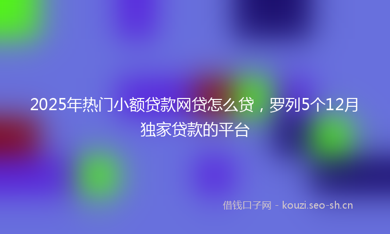 2025年热门小额贷款网贷怎么贷，罗列5个12月独家贷款的平台