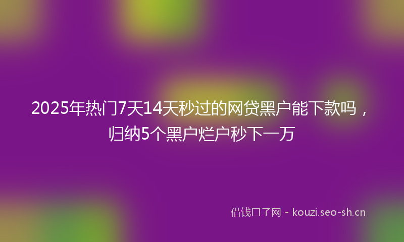 2025年热门7天14天秒过的网贷黑户能下款吗，归纳5个黑户烂户秒下一万