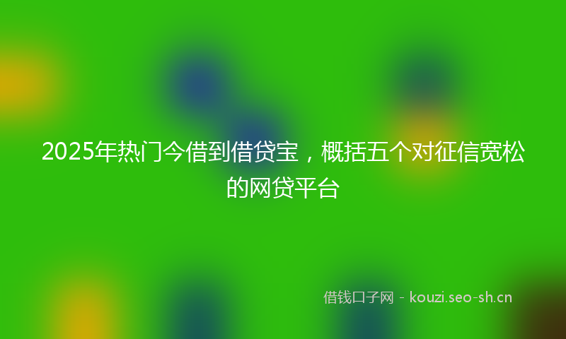 2025年热门今借到借贷宝，概括五个对征信宽松的网贷平台