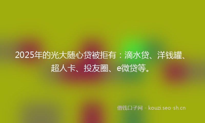 2025年的光大随心贷被拒有：滴水贷、洋钱罐、超人卡、投友圈、e微贷等。