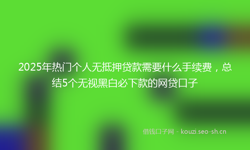 2025年热门个人无抵押贷款需要什么手续费，总结5个无视黑白必下款的网贷口子