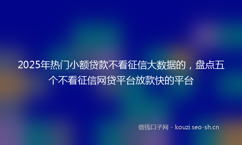 2025年热门小额贷款不看征信大数据的，盘点五个不看征信网贷平台放款快的平台
