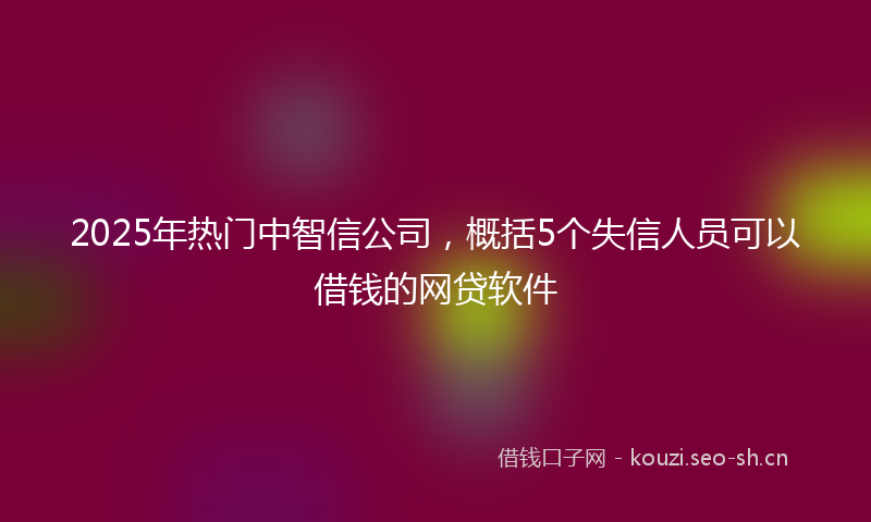 2025年热门中智信公司，概括5个失信人员可以借钱的网贷软件