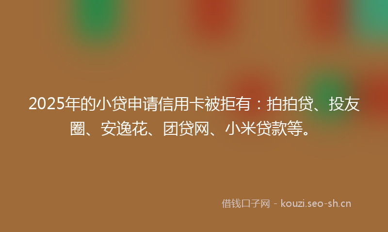 2025年的小贷申请信用卡被拒有:拍拍贷、投友圈、安逸花、团贷网、小米贷款等。