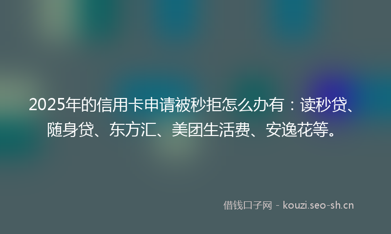 2025年的信用卡申请被秒拒怎么办有：读秒贷、随身贷、东方汇、美团生活费、安逸花等。