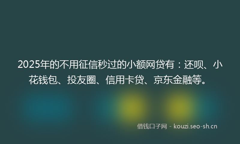 2025年的不用征信秒过的小额网贷有：还呗、小花钱包、投友圈、信用卡贷、京东金融等。