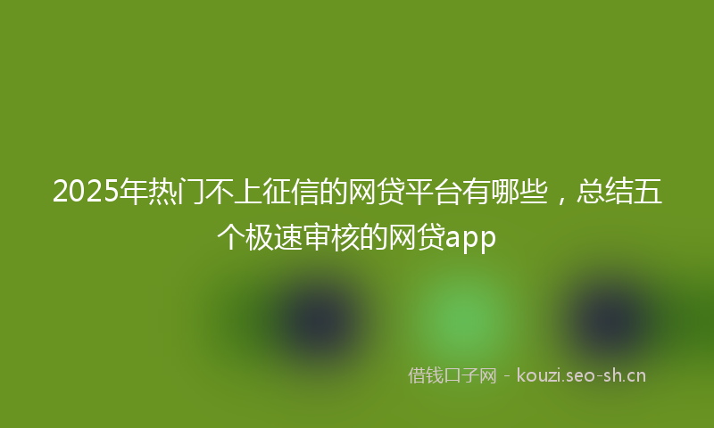 2025年热门不上征信的网贷平台有哪些，总结五个极速审核的网贷app