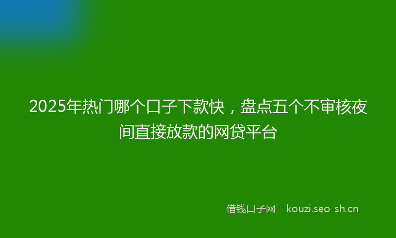 2025年热门哪个口子下款快,盘点五个不审核夜间直接放款的网贷平台