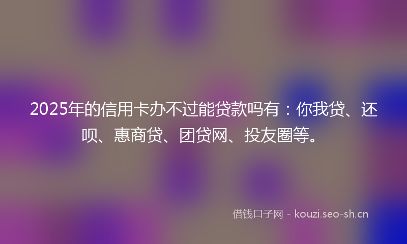 2025年的信用卡办不过能贷款吗有：你我贷、还呗、惠商贷、团贷网、投友圈等。