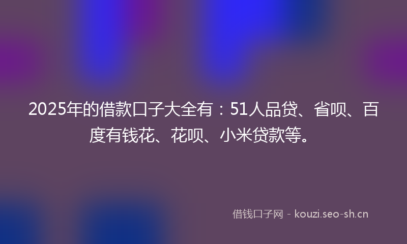 2025年的借款口子大全有：51人品贷、省呗、百度有钱花、花呗、小米贷款等。