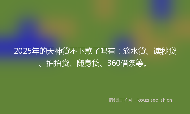 2025年的天神贷不下款了吗有：滴水贷、读秒贷、拍拍贷、随身贷、360借条等。