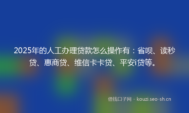 2025年的人工办理贷款怎么操作有：省呗、读秒贷、惠商贷、维信卡卡贷、平安i贷等。