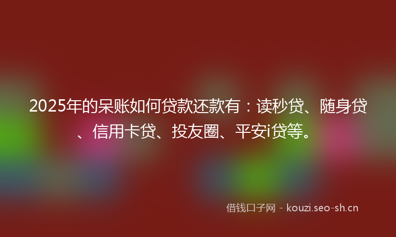 2025年的呆账如何贷款还款有:读秒贷、随身贷、信用卡贷、投友圈、平安i贷等。