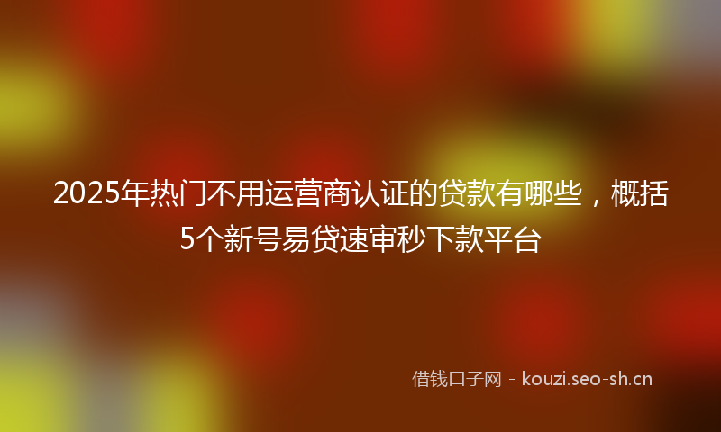 2025年热门不用运营商认证的贷款有哪些，概括5个新号易贷速审秒下款平台