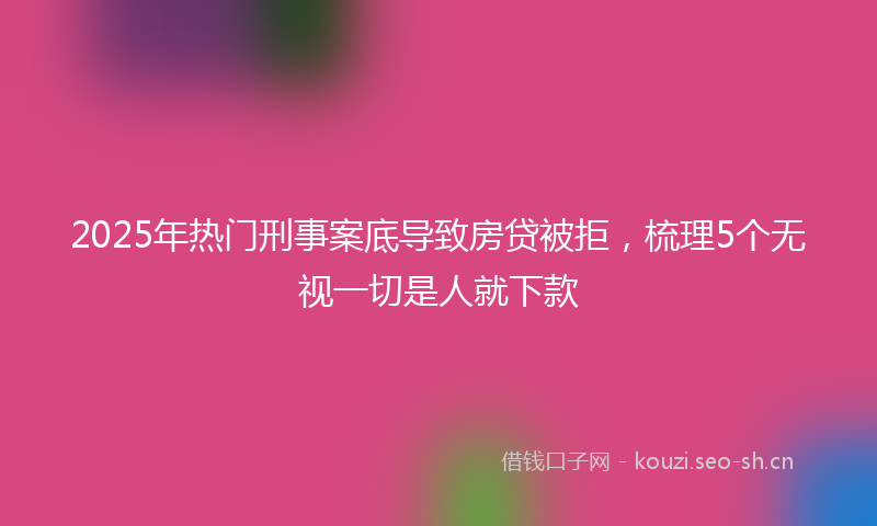 2025年热门刑事案底导致房贷被拒，梳理5个无视一切是人就下款