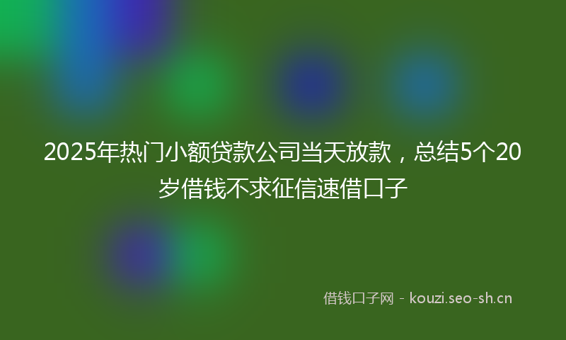 2025年热门小额贷款公司当天放款，总结5个20岁借钱不求征信速借口子