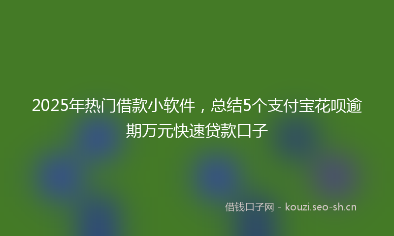 2025年热门借款小软件，总结5个支付宝花呗逾期万元快速贷款口子