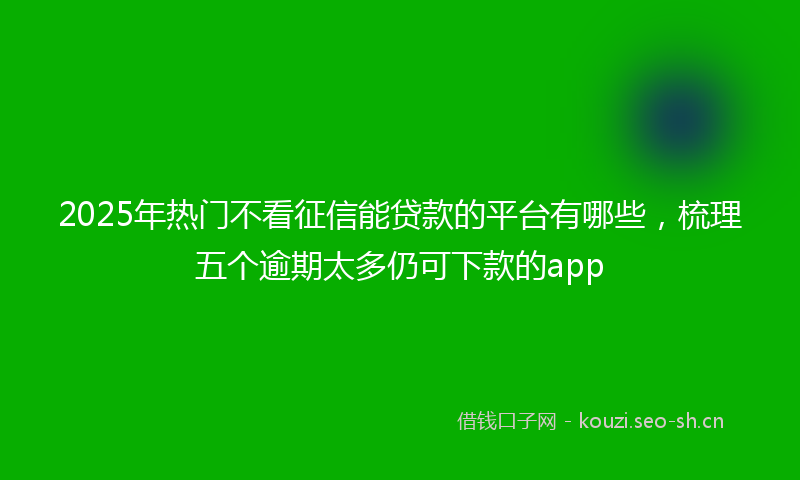 2025年热门不看征信能贷款的平台有哪些，梳理五个逾期太多仍可下款的app