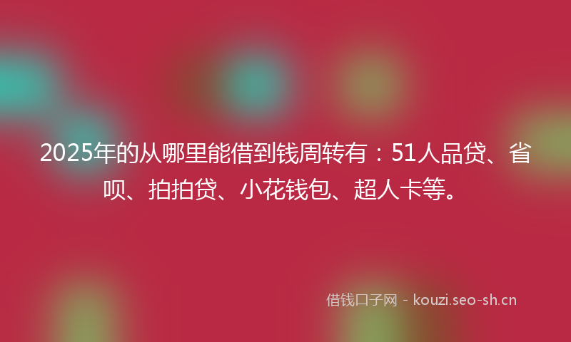 2025年的从哪里能借到钱周转有：51人品贷、省呗、拍拍贷、小花钱包、超人卡等。