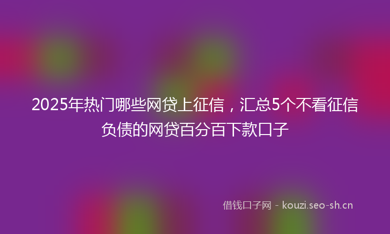2025年热门哪些网贷上征信，汇总5个不看征信负债的网贷百分百下款口子
