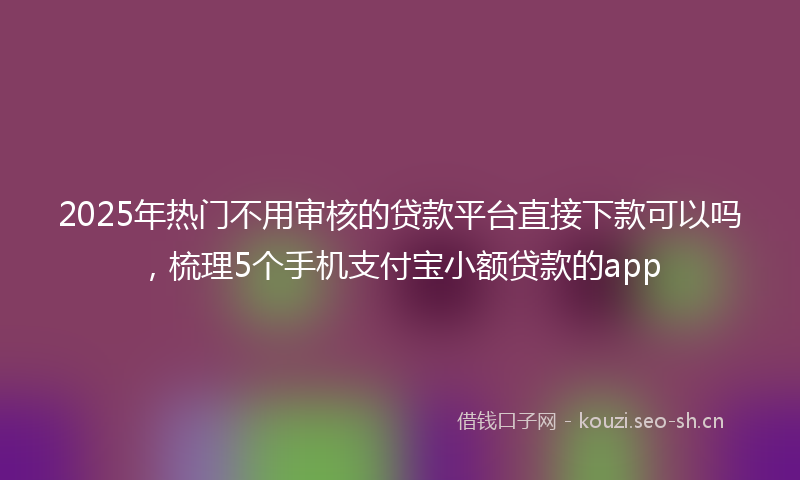 2025年热门不用审核的贷款平台直接下款可以吗，梳理5个手机支付宝小额贷款的app