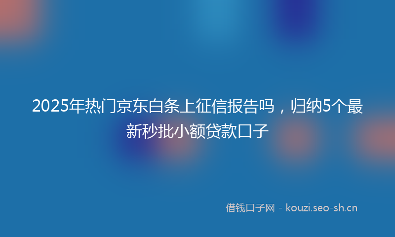 2025年热门京东白条上征信报告吗，归纳5个最新秒批小额贷款口子