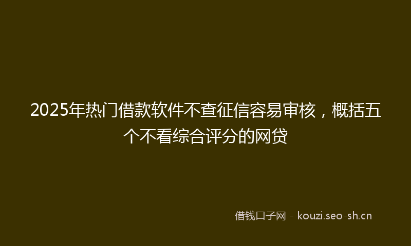 2025年热门借款软件不查征信容易审核，概括五个不看综合评分的网贷