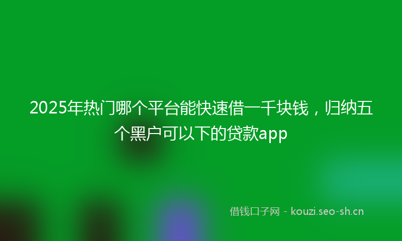 2025年热门哪个平台能快速借一千块钱，归纳五个黑户可以下的贷款app