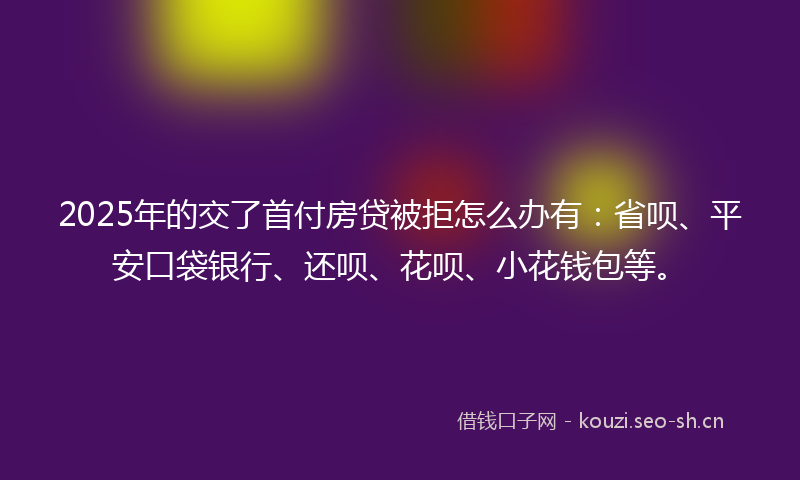 2025年的交了首付房贷被拒怎么办有：省呗、平安口袋银行、还呗、花呗、小花钱包等。