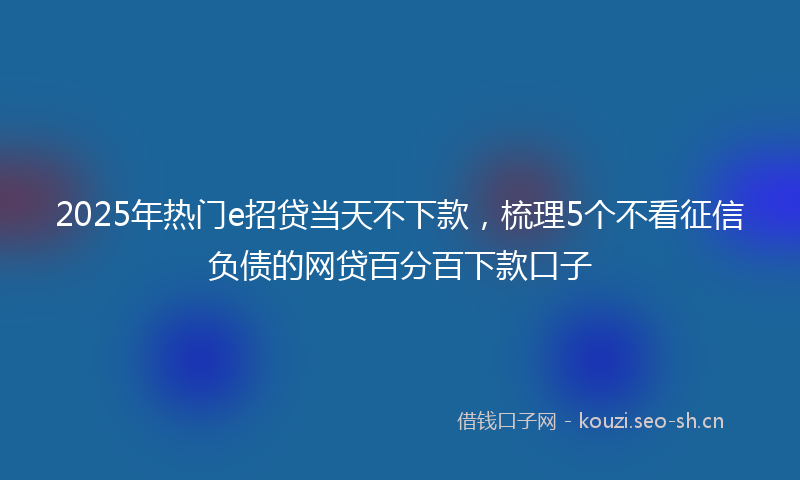 2025年热门e招贷当天不下款，梳理5个不看征信负债的网贷百分百下款口子