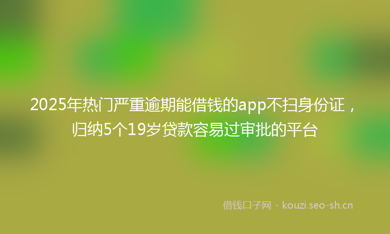 2025年热门严重逾期能借钱的app不扫身份证，归纳5个19岁贷款容易过审批的平台