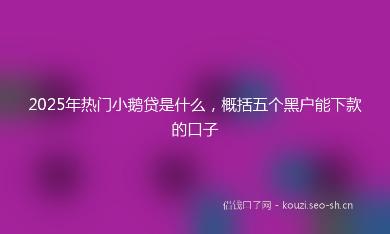 2025年热门小鹅贷是什么，概括五个黑户能下款的口子