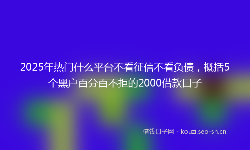 2025年热门什么平台不看征信不看负债，概括5个黑户百分百不拒的2000借款口子