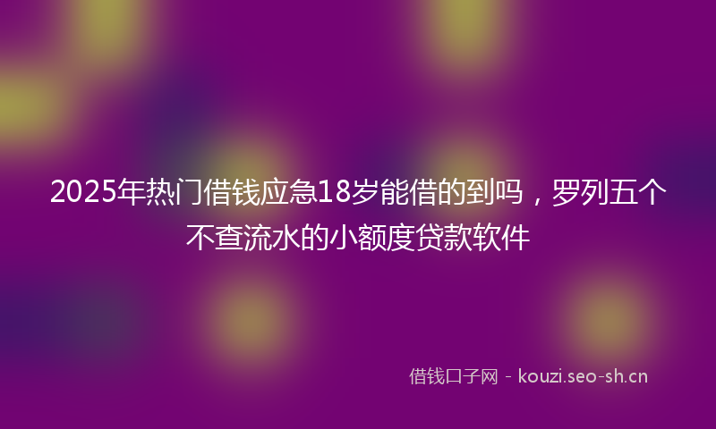2025年热门借钱应急18岁能借的到吗，罗列五个不查流水的小额度贷款软件