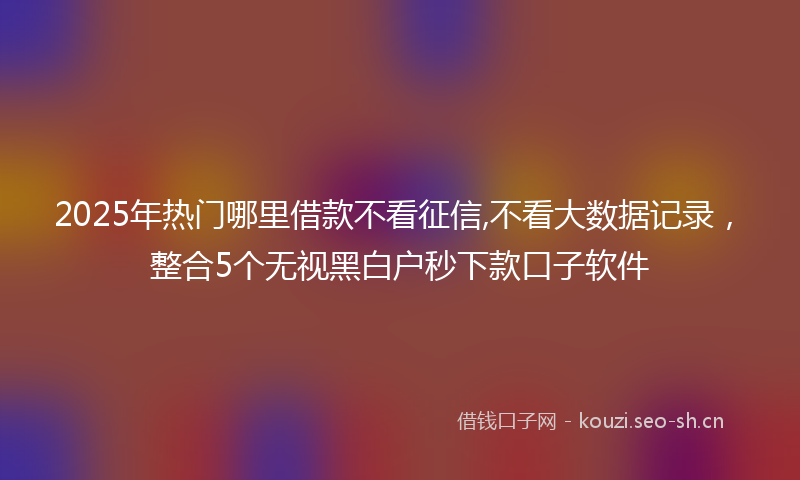 2025年热门哪里借款不看征信,不看大数据记录，整合5个无视黑白户秒下款口子软件